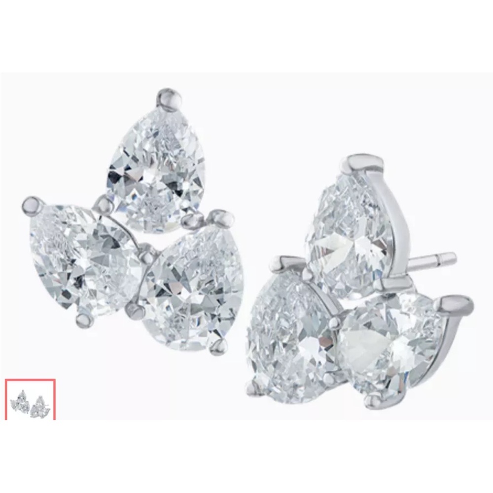 CZ by Kenneth Jay Lane Triple Pear CZ Cluster Earrings